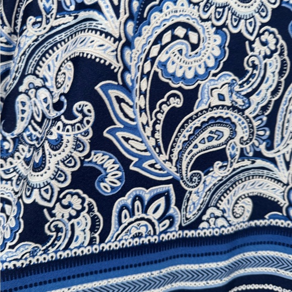 Blue Paisley Bell Sleeve Women's Top - Picture 2 of 4